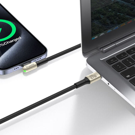 27W USB-C to Lightning Angled LED Zinc Alloy Braided Cable TRUSMI CA48-11  – 1m – Black