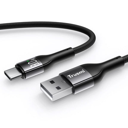 3A Fast Charging LED Aluminum Alloy Braided Cable TRUSMI CA45-11  – 1m – Black