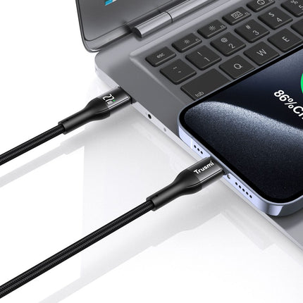 27W Fast Charging LED Aluminum Alloy Braided Cable TRUSMI CA46-11  – Black