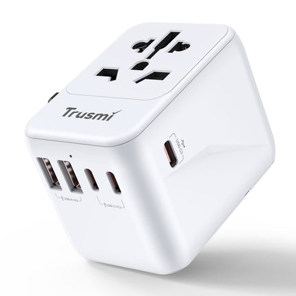 TRUSMI Univarsal Travel Adapter Charger 35W  – CH16-11 - 3C2A - USB-C + USB-A Fast Charging – UK/US/EU/AU Plugs – Compact & Portable Wall Adapter – White