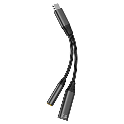 2-in-1 USB-C + 3.5mm Female Audio Adapter Cable – Audio & 60W Fast Charging TRUSMI CA50-01 –  13cm