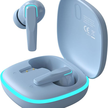 Trusmi WS06-012 | ENC True Wireless Earphones – Dual Mic, Bluetooth 5.3, 7H Playtime, Binaural Calls – Black & Tarnish Blue