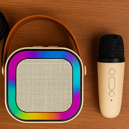 Music Apollo A19 Portable Karaoke Mic Speaker with LED Lights – Wireless Bluetooth Party System