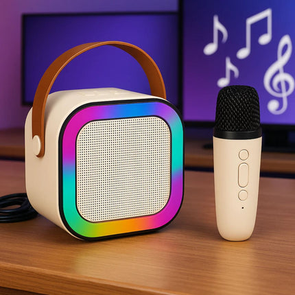 Music Apollo A19 Portable Karaoke Mic Speaker with LED Lights – Wireless Bluetooth Party System