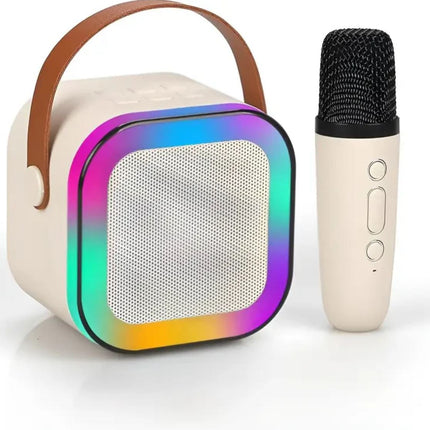 Music Apollo A19 Portable Karaoke Mic Speaker with LED Lights – Wireless Bluetooth Party System