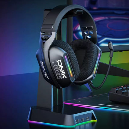 ONIKUMA GT808 | Wireless Gaming Headset with RGB Lights – 2.4GHz Low Latency, 360° Rotating Mic – PC/PS5 Compatible