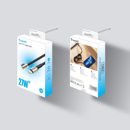 27W USB-C to Lightning Angled LED Zinc Alloy Braided Cable TRUSMI CA48-11  – 1m – Black