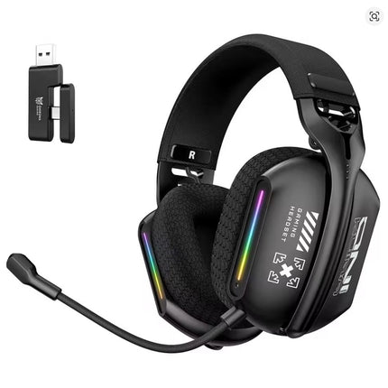 ONIKUMA GT808 | Wireless Gaming Headset with RGB Lights – 2.4GHz Low Latency, 360° Rotating Mic – PC/PS5 Compatible