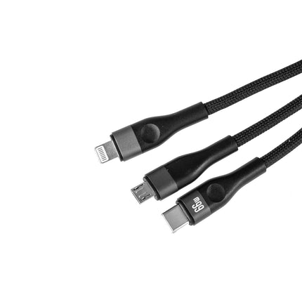 66W 3-in-1 USB-C to C/Lightning/Micro Fast Charging Braided Cable  TRUSMI CA29-50 – 1.2m – Black