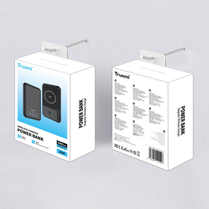TRUSMI PB11-011 Wireless Power Bank | 5000mAh | 20W PD Fast Charging | 15W Wireless Output | Compact & Portable