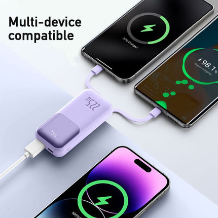 TRUSMI Ultra Mini 10000mAh Power Bank – 22.5W Fast Charging | Built-in Lightning & Type-C Cables | Digital Display