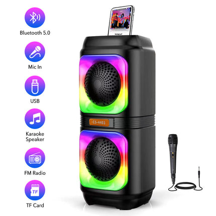 Heavy Bass Bluetooth 5.0 Portable Speaker – Wireless Party Sound System with FM, Mic & TWS