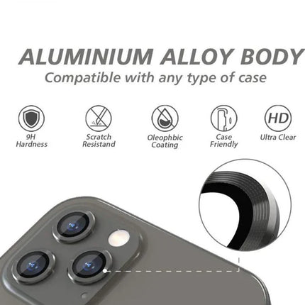 Black Camera Glass Protector For Apple iPhone 16 Pro Max Rear Camera (3 in 1)