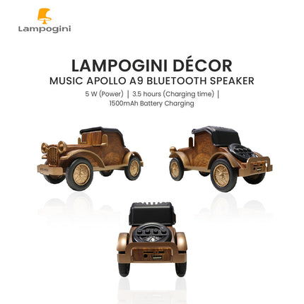 Music Apollo A9 Classic Vintage Car Bluetooth Speaker – Portable Retro Wireless Audio