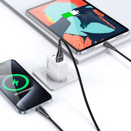 Trusmi CA39-108 100W Fast Charging & Data Braided Cable  2-in-1 (1m + 0.2m)
