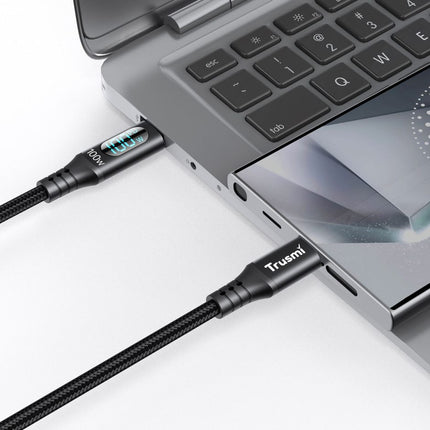 100W Trusmi CA38-107 USB A to Lightning  Digital Display Fast Charging Braided Cable – 1M, Black