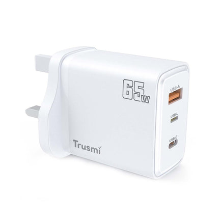 TRUSMI PD65W GaN Fast Charger CH13-081 – USB-C + USB-A + USB-L Multi-Port Charging Adapter – High-Speed Power