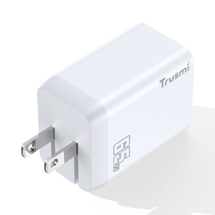 TRUSMI PD65W GaN Fast Charger CH03-044 – 1 USB-A + 2 USB-C Multi-Port Wall Adapter – High-Speed Charging for Laptop, Tablet
