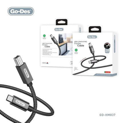 Go-Des 2M Printer Cable USB 2.0 Type C to Type B Cable GD-HM837 for Printer