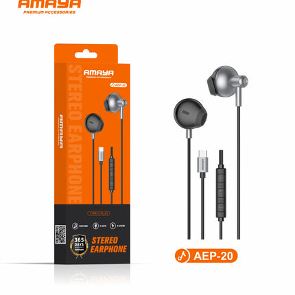Amaya AEP-20 1.2m Wired In-Ear Type-C Earphones