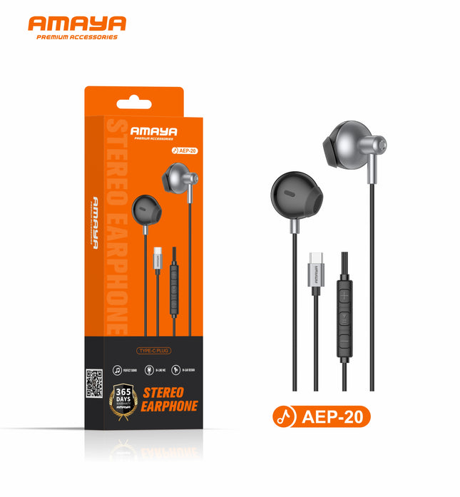 Amaya AEP-20 1.2m Wired In-Ear Type-C Earphones