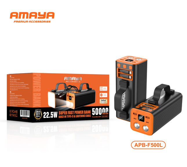 Amaya 50000mAh Super Fast Power Bank with Built-In Cable (APB-F500L)