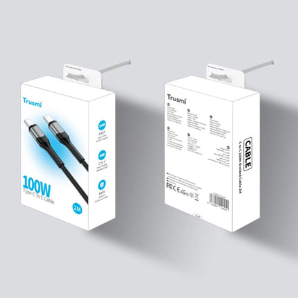 100W Fast Charging Cable 2M Trusmi CA33-060 USB-C to USB-C  Braided Black Durable