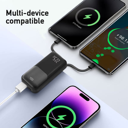 TRUSMI Ultra Mini 10000mAh Power Bank – 22.5W Fast Charging | Built-in Lightning & Type-C Cables | Digital Display