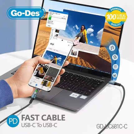 Go-Des 1.2M Fast Cable USB-C to USB-C 60w GD-UC681C-C Cable
