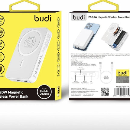 Budi PD 20W Magnetic Wireless Power Bank with 15W Wireless Charge and Dual Input
