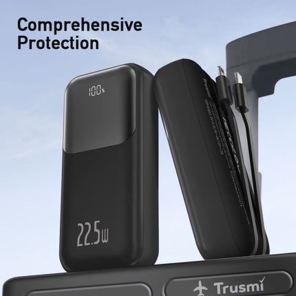 TRUSMI Ultra Mini 10000mAh Power Bank – 22.5W Fast Charging | Built-in Lightning & Type-C Cables | Digital Display