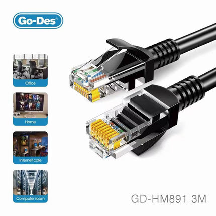 Go-Des Cat6 Gigabit Ethernet Cable RJ45 3M Network Cable with Ultra-Speed Transfer GD-HM891