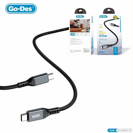 Go-Des GD-UC629TC-TC 60W Fast Charging 2M Braided Cable USB C to C