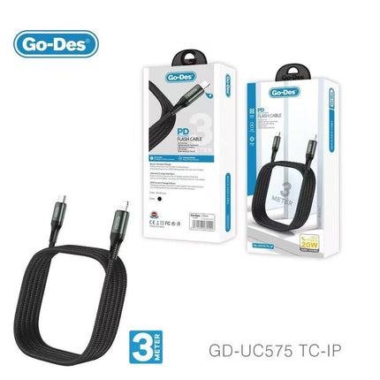 Go-Des GD-UC575 TC-IP 3M 20W Flash Cable USB C to L