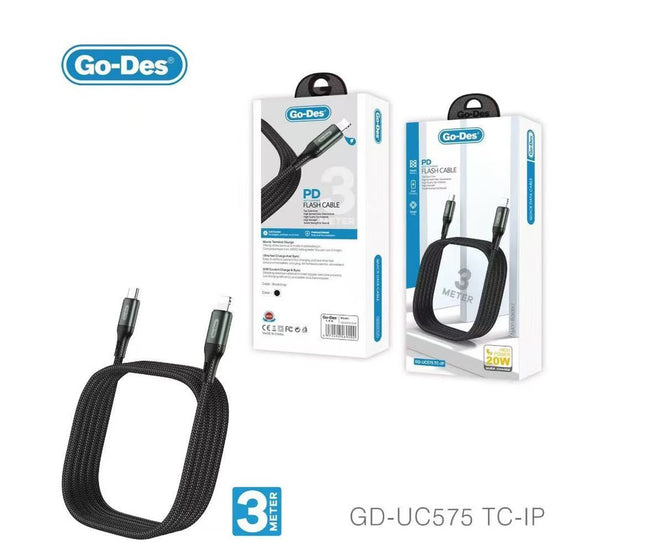 Go-Des GD-UC575 TC-IP 3M 20W Flash Cable USB C to L