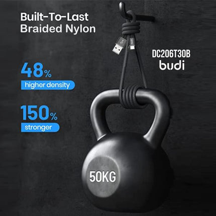 Budi Cable 1M 3A Fast Aluminum Shell USB to C Braided Cable DC206T10B