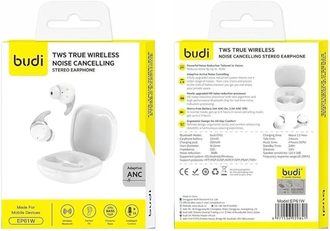 Budi AirPod TWS Wireless Noise Cancelling Stereo EP61W