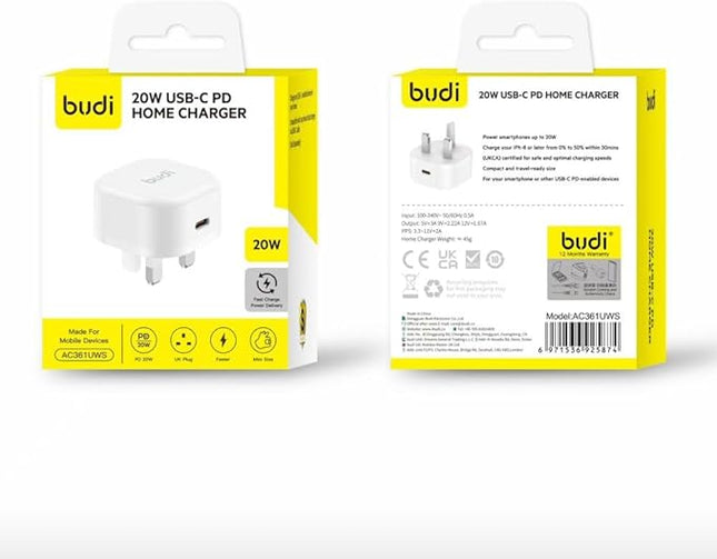 Budi Plugs 20W PD Home Charger Big Box AC361UW