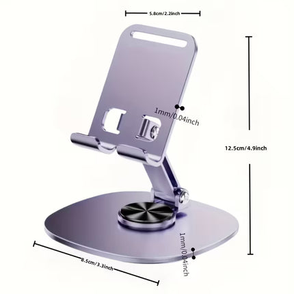 Aluminum Alloy Phone Stand - Waterproof, 360° Rotating Desk Mount with 2-Stage Adjustable & Foldable Design