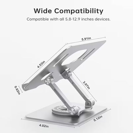 Tablet Stand with 360 Degree Rotating Base, Adjustable Tablet Stand, Compatible with iPad