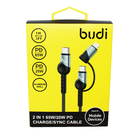 Budi 2-in-1 PD Fast Charging Cable 20W USB-C Data Sync Cable