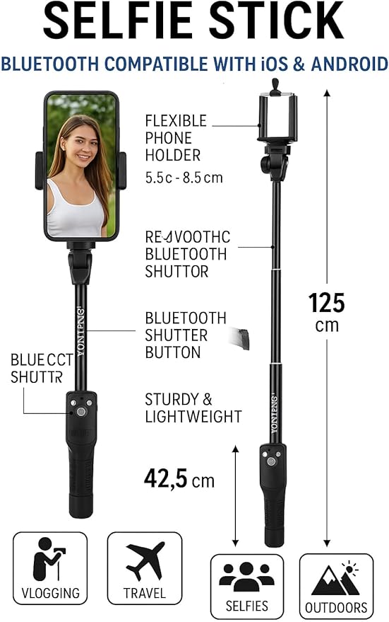 YUNTENG YT-1288 Bluetooth Selfie Stick with Remote Control