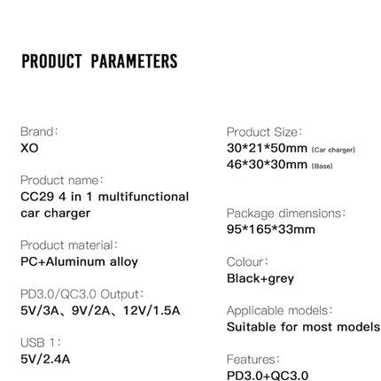 XO 4 in 1 Car Charger XO-CC29