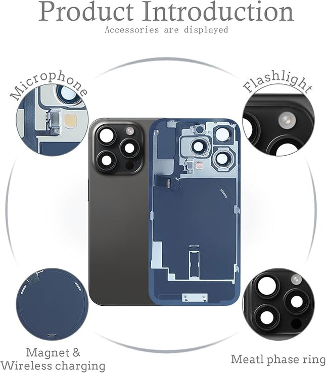 Back Glass iPhone 16Pro Max +Lens +MagSafe  Black