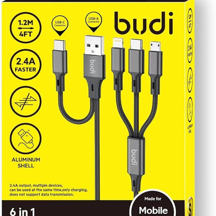 Budi Cable 6 in 1 Multi Charger Cable 1.2m DC203T512B