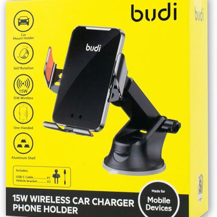 Budi 15W Wireless Car Charger Phone Holder CM550B