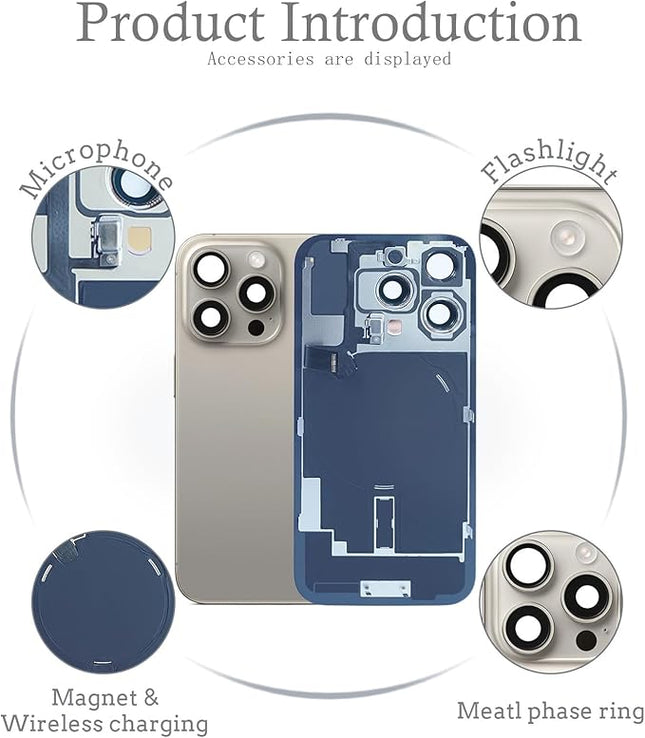 Back Glass iPhone 16Pro Max +Lens +MagSafe Natual