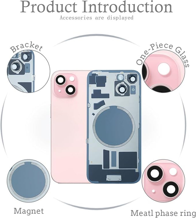 Back Glass iPhone 16Plus  +Lens +MagSafe Pink