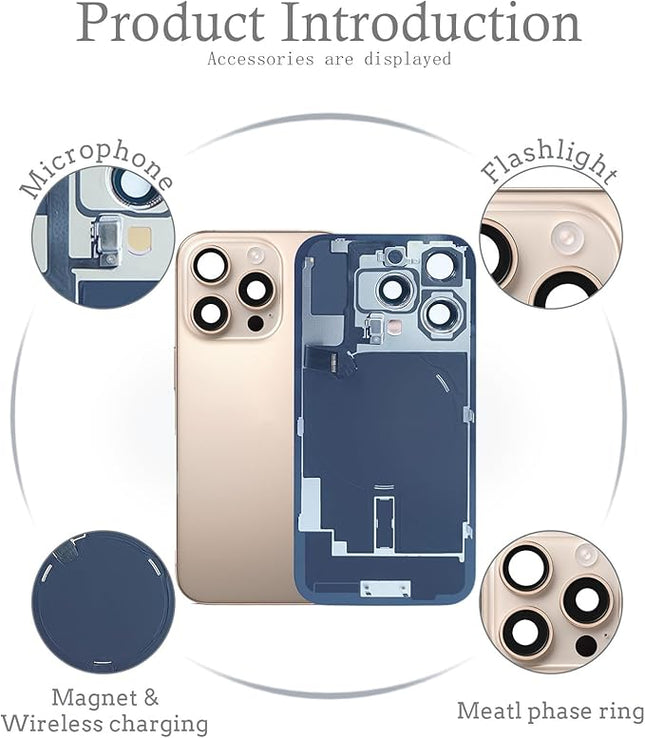 Back Glass iPhone 16Pro Max +Lens +MagSafe  Desert Titanium