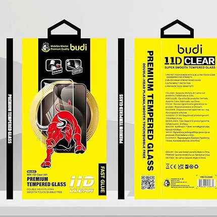 Budi 11D Clear Tempered Glass For iPhone 15 Pro